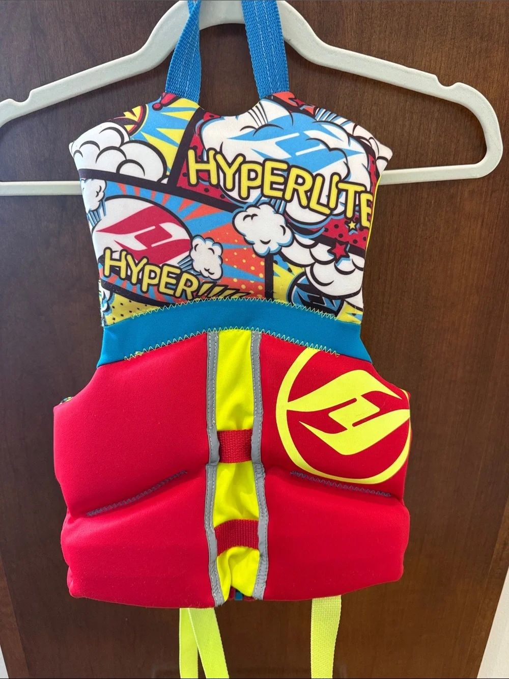 Hyperlite Kids' Neoprene Life Jacket - Bright Yellow/Blue/Red